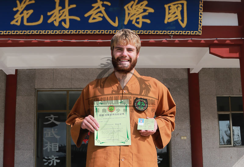 Certificate Shaolin international grading