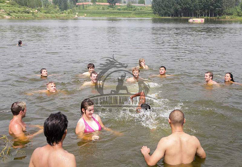 group in the lake