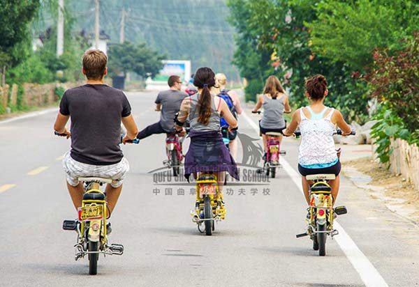 Riding bikes around the school area