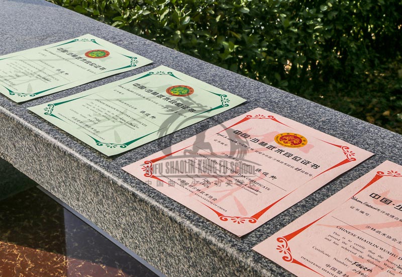 Shaolin Duan Wei certificate
